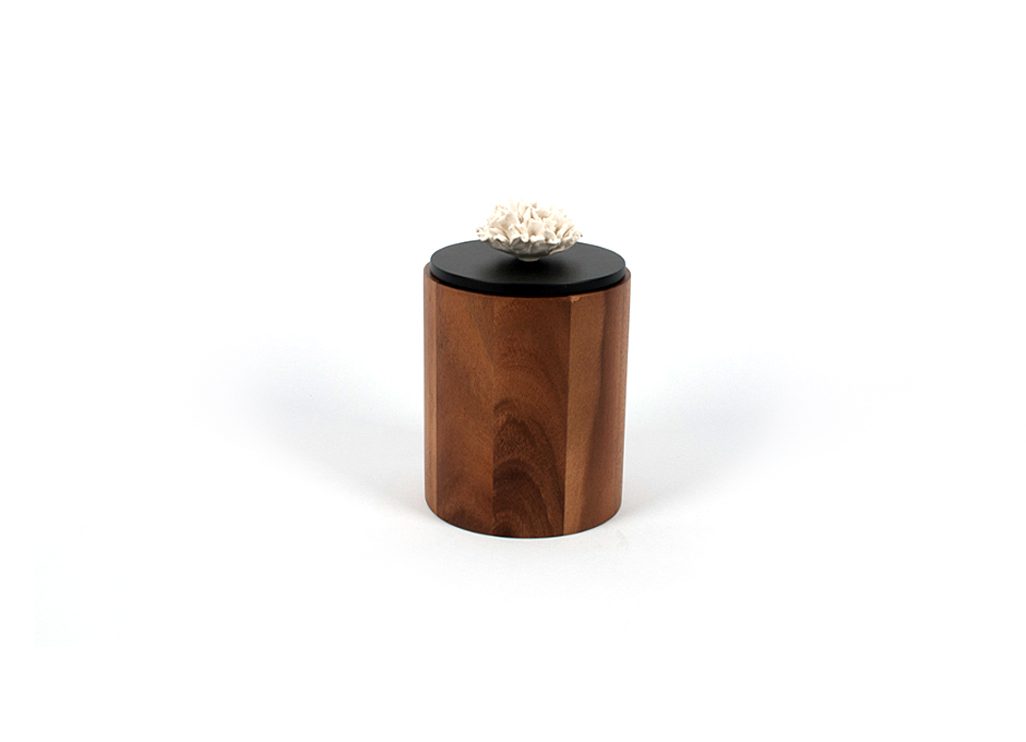Nuvo Box Cylinder (w.Carnation) L, Black, Dia. 11.5 x 14.5cm, 423L