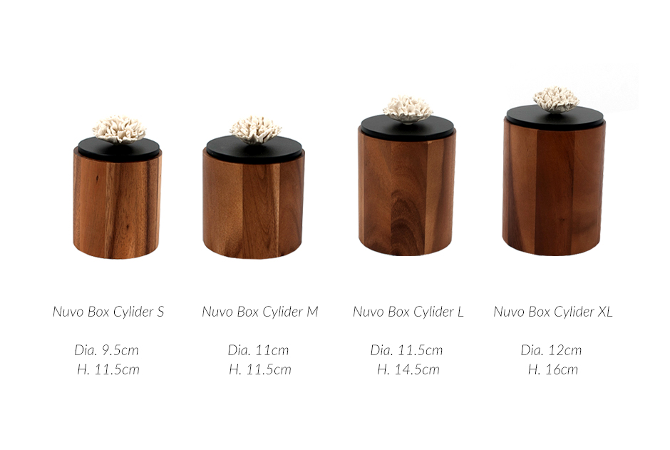 Nuvo Box Cylinder (w.Carnation) XL, Black, Dia. 12 x 16cm, 423XL