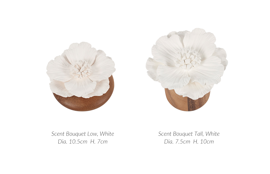 Scent Bouquet Low, White, Dia. 10.5 x 7cm, 514S