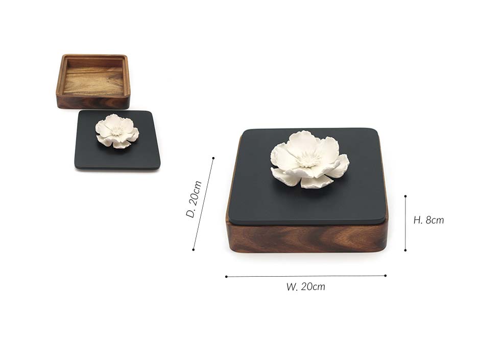 FLORA BOX SQUARE (L), Black, 20x20x8cm, KDTD 537SQL