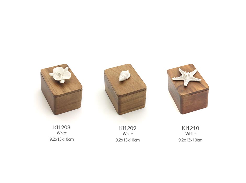WOODEN BOX (STARFISH), White, 9.2x13x10cm, KDTD 669SF