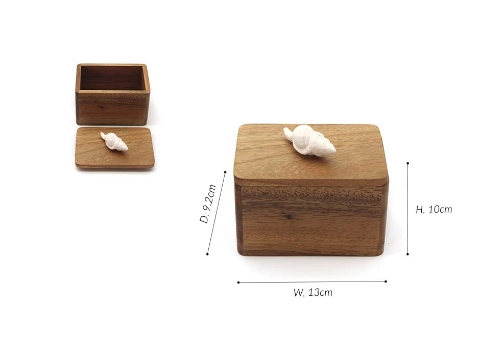 WOODEN BOX (STRIPESHELL), White, 9.2x13x10cm, KDTD 669ST