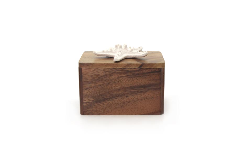 WOODEN BOX (STARFISH), White, 9.2x13x10cm, KDTD 669SF