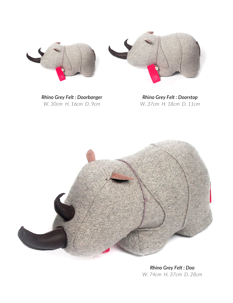 Rhino DOO, Grey Felt, 74 x 37 x 28cm, DOORHGF
