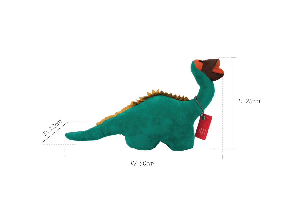 Dinosaur Door Stop, Green Velvet, 50x28x12cm, DSDIPGGV