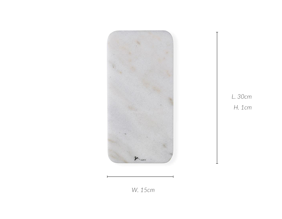Serving Plate 30x15x1 white marble