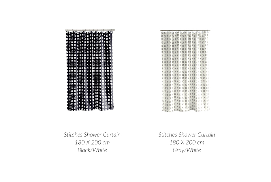 Stitches Shower Curtain, 180 x 200cm, Black, 722667