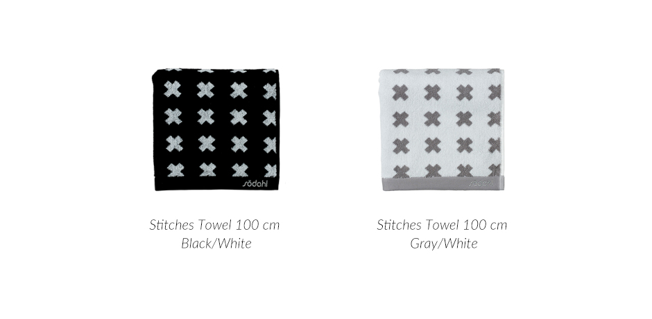 Stitches Towel, 50 x 100cm, Black / White, 722672