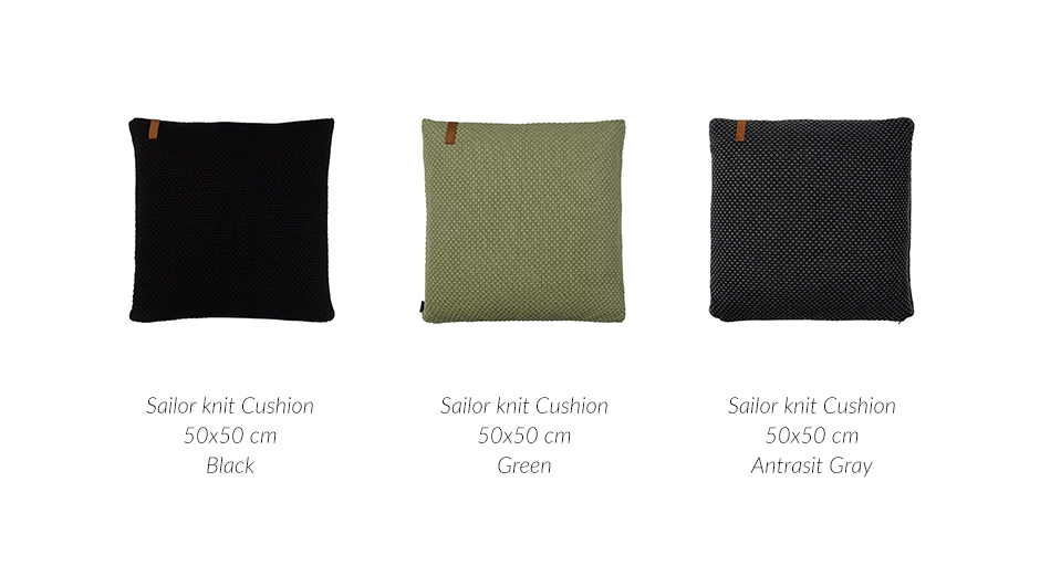 Sailor Knit Cushion, 50 x 50cm, Black, 722721