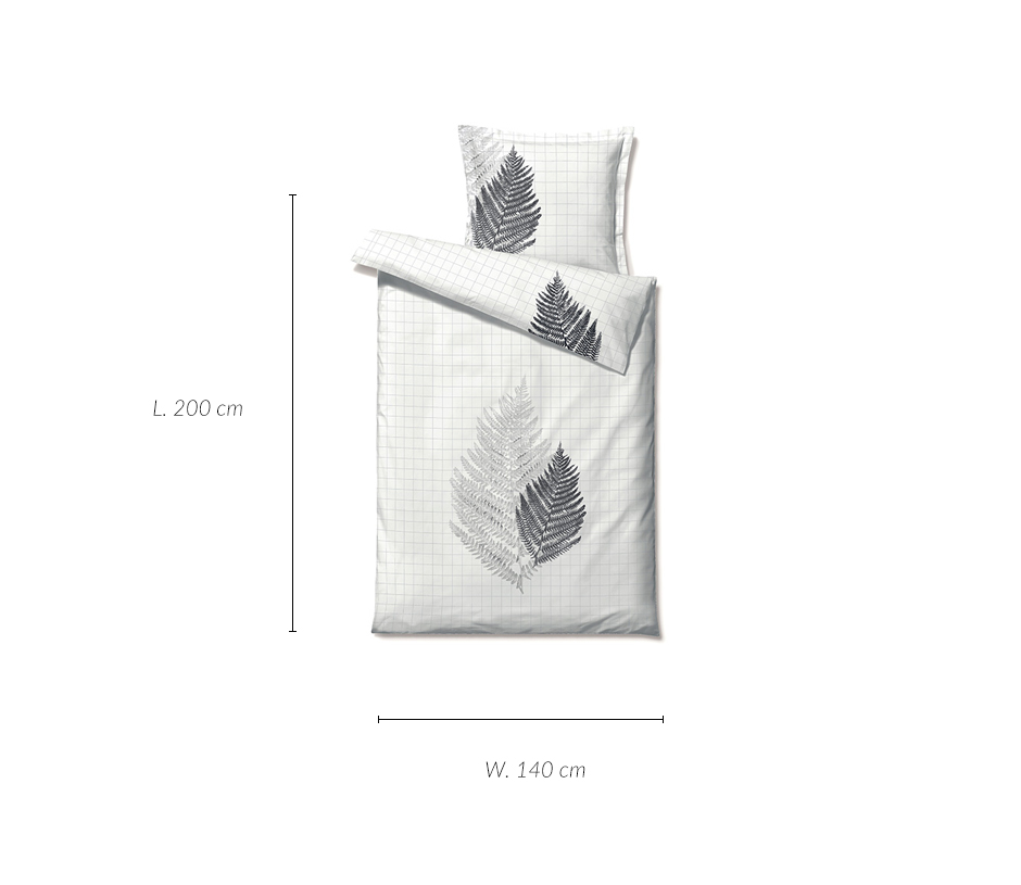 Summer Fern Bedlinen, 140 x 200cm, Grey, 722916