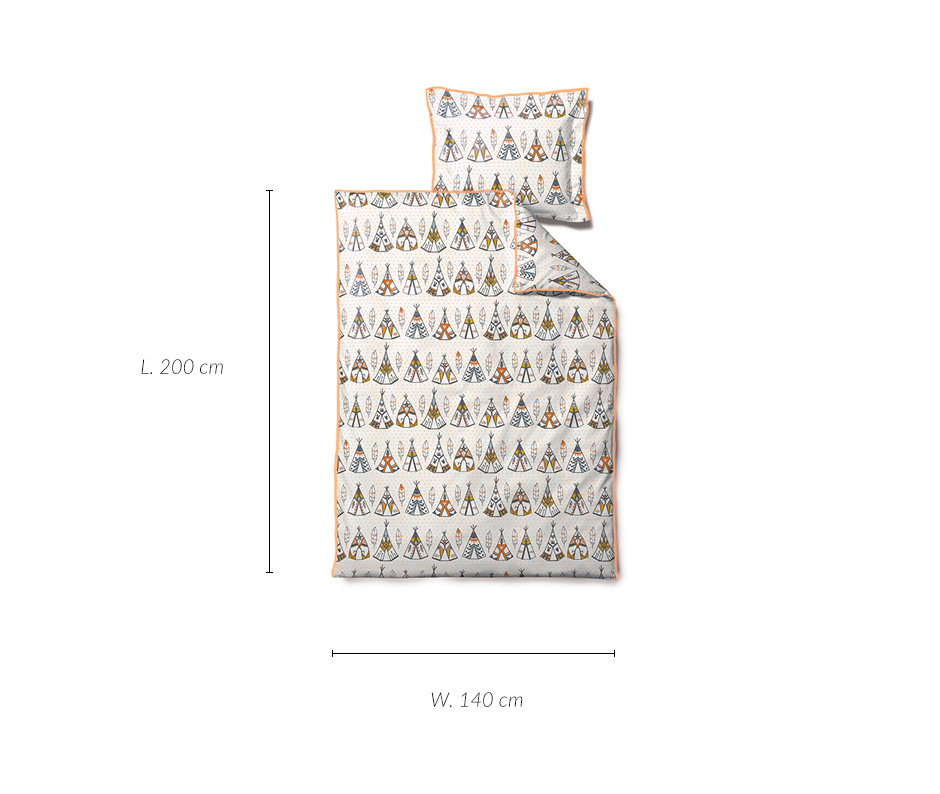 Little Tipi Bedlinen, 140 x 200cm, Peach, 722970