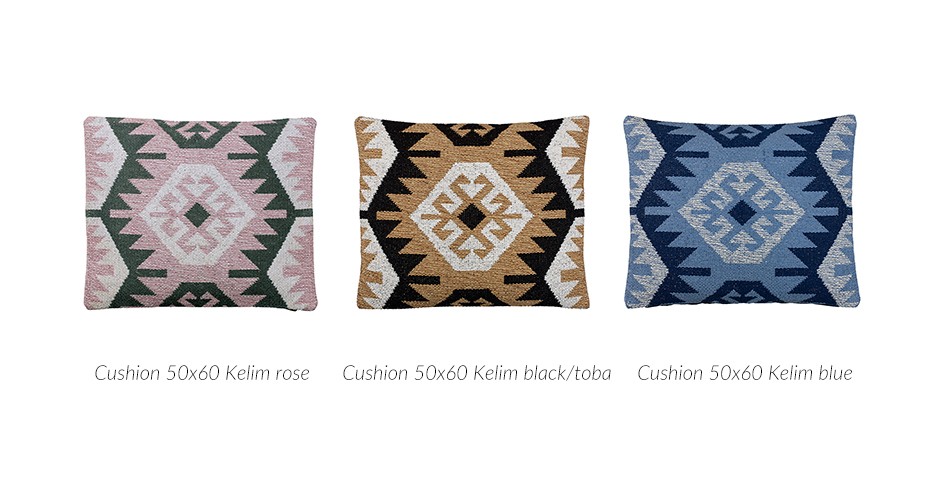 Kelim Cushion, 50 x 60cm, Black / Tobacco, 723004