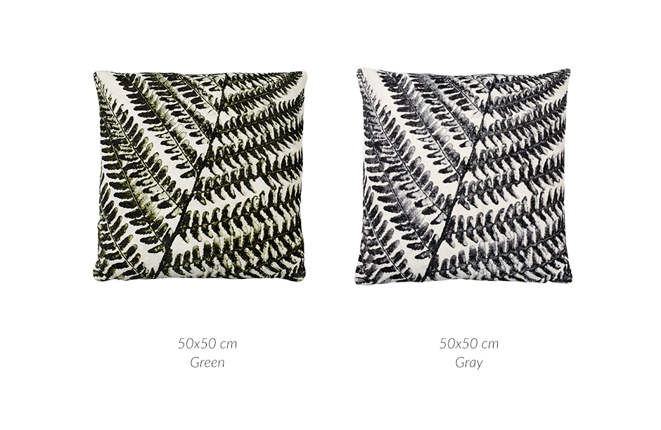 Summer Fern Cushion, 50 x 50cm, Grey, 723030