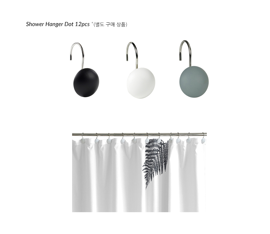 Summer Fern Shower Curtain, 180 x 200cm, Grey, 723088