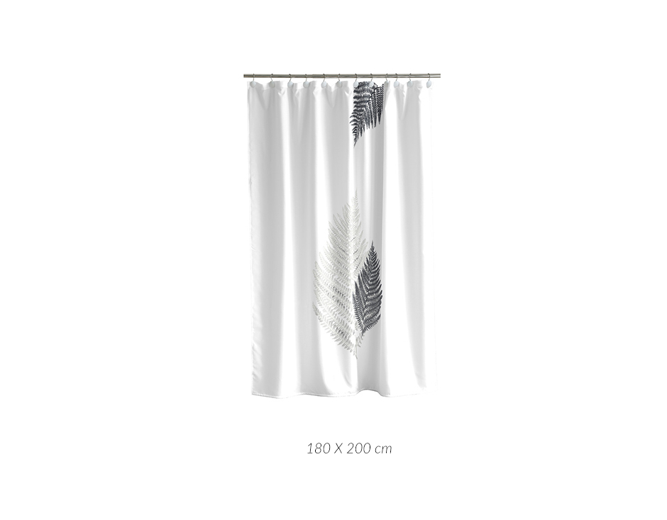 Summer Fern Shower Curtain, 180 x 200cm, Grey, 723088