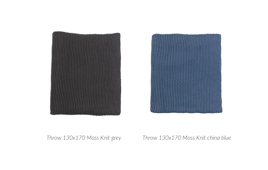 Moss Knit Throw, 130 x 170cm, China Blue, 723157