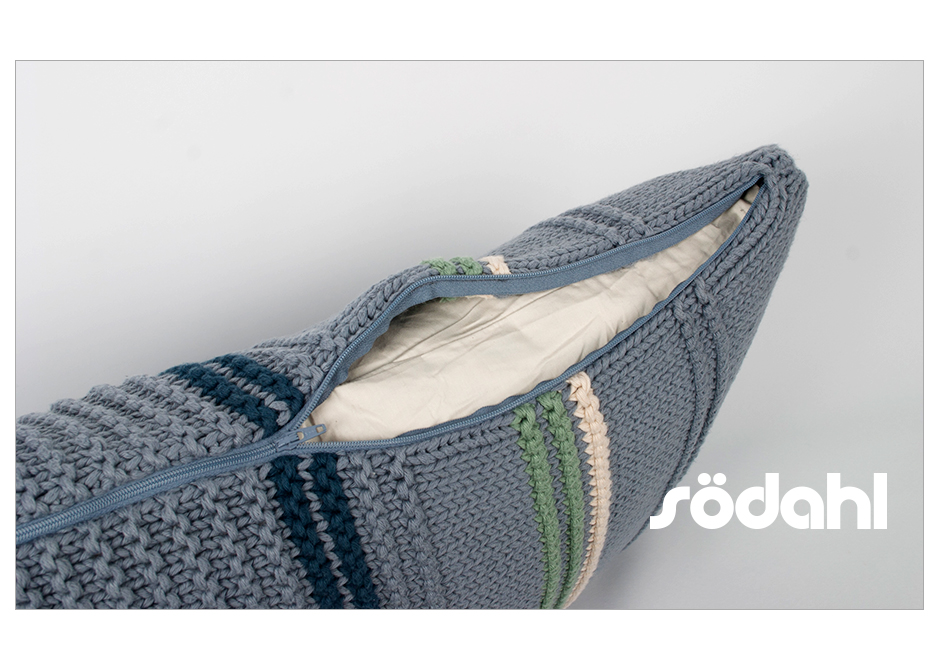 Purl Knit Cushion, 35 x 70cm, China Blue, 723247