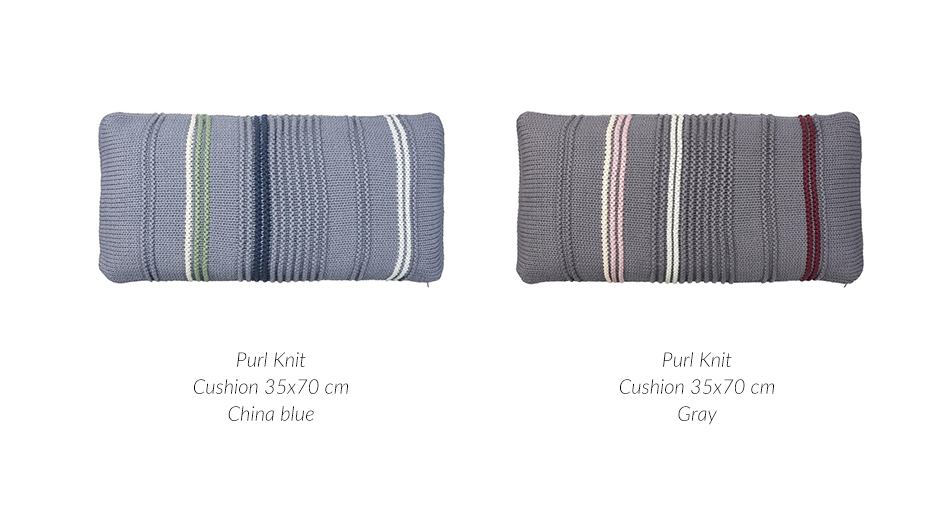 Purl Knit Cushion, 35 x 70cm, China Blue, 723247