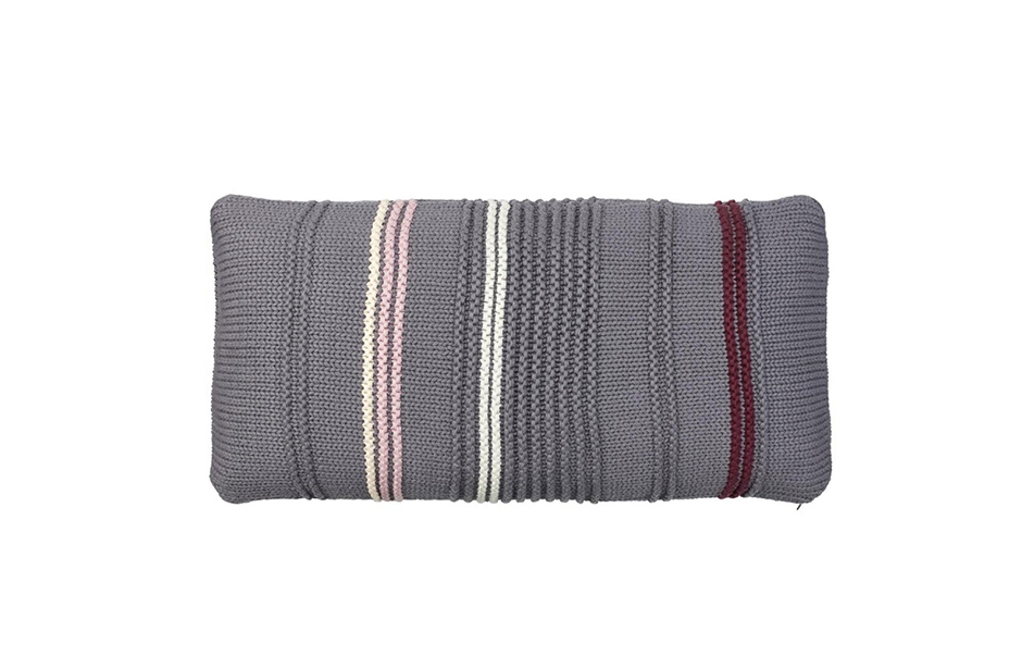 Purl Knit Cushion, 35 x 70cm, Grey, 723248