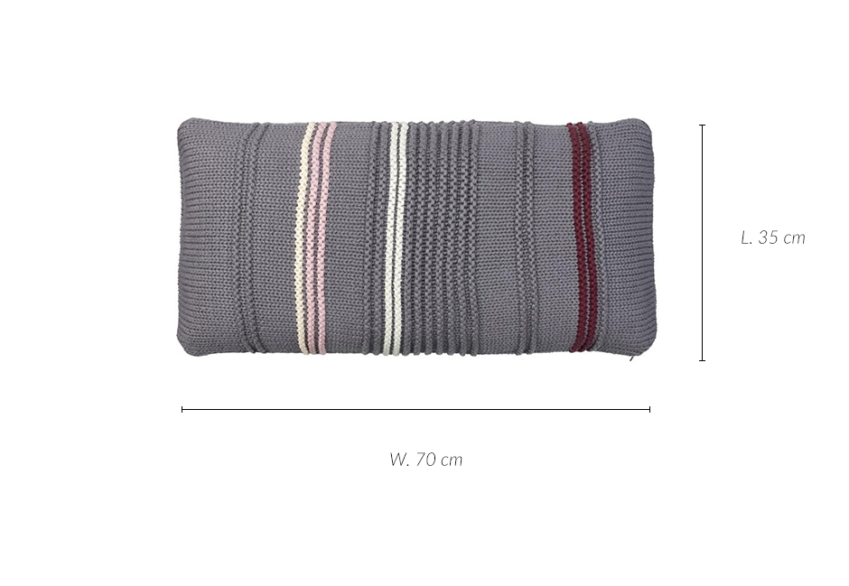 Purl Knit Cushion, 35 x 70cm, Grey, 723248