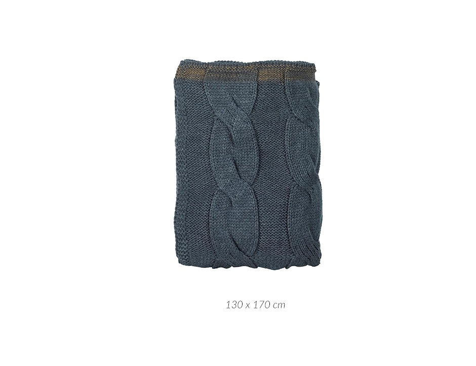 Mega Cable Plaid, 130 x 170cm, Indigo Blue, 723261