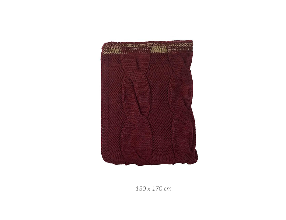 Mega Cable Plaid, 130 x 170cm, Wine, 723262