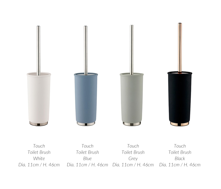 Touch Toilet Brush, Dia.11 x 46cm, White Rubber, 975860