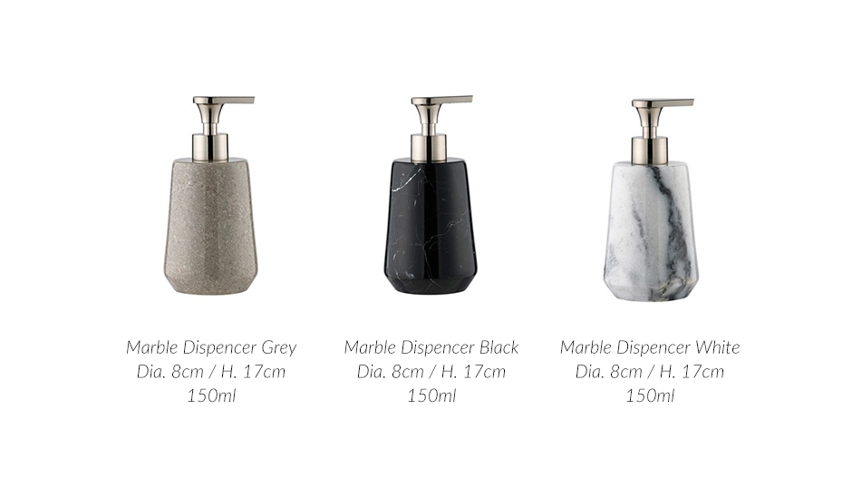 Marble Soap Dispencer, Dia.8 x 17cm, Grey, 976004