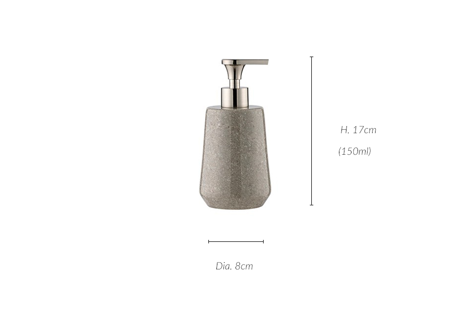 Marble Soap Dispencer, Dia.8 x 17cm, Grey, 976004