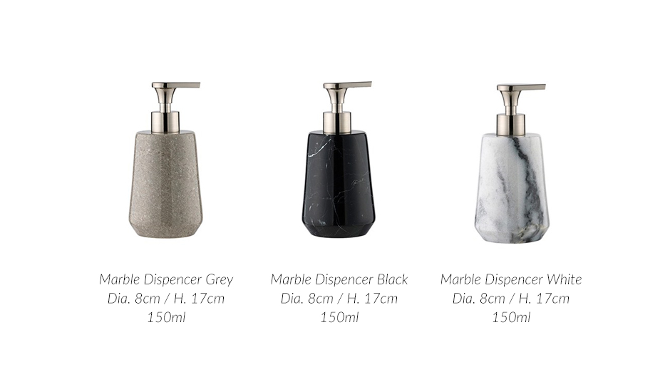 Marble Soap Dispencer, Dia.8 x 17cm, White, 976006