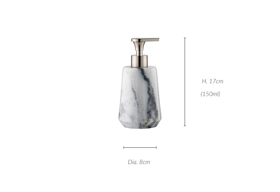 Marble Soap Dispencer, Dia.8 x 17cm, White, 976006