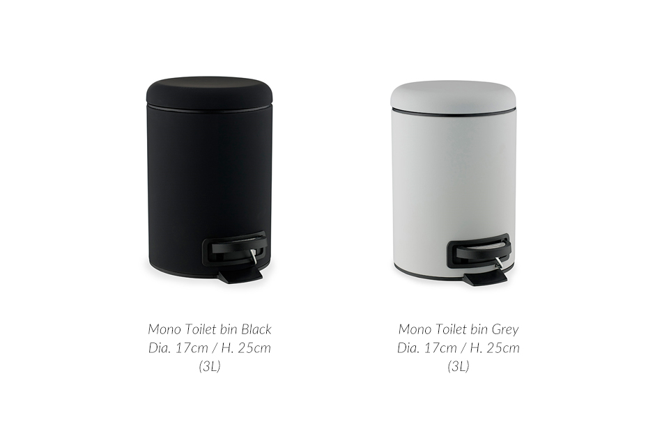 Mono Toilet Bin, Dia.17 x 25cm, Grey, 976008