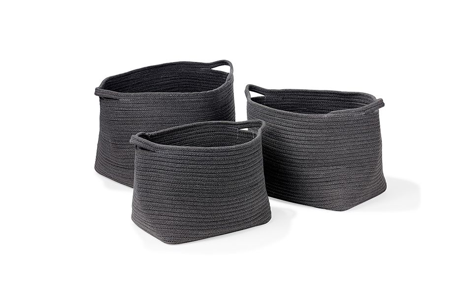 Zen Round Basket set(3pcs), Grey, 976066