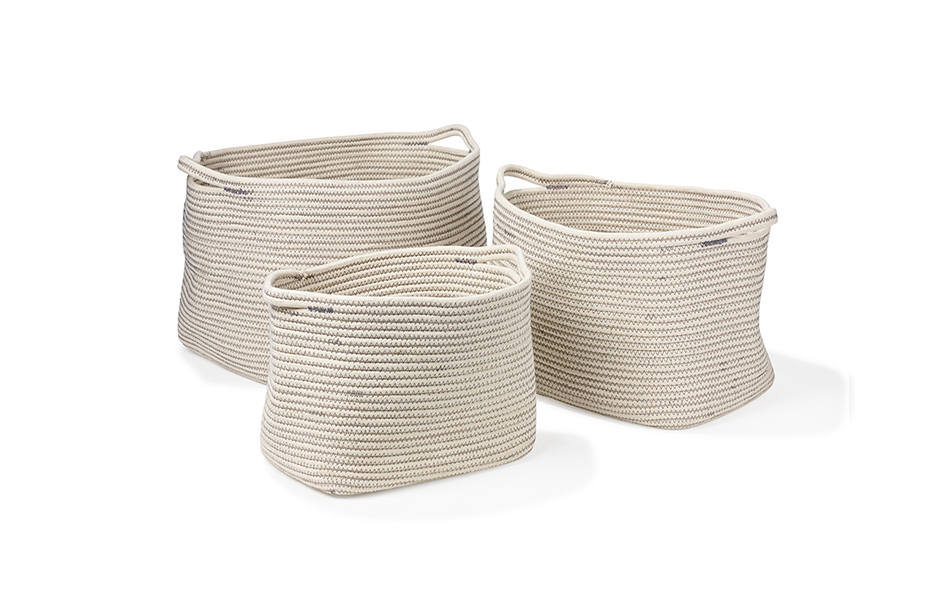 Zen Round Basket set(3pcs), White, 976070