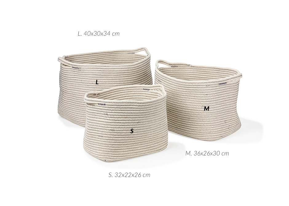 Zen Round Basket set(3pcs), White, 976070