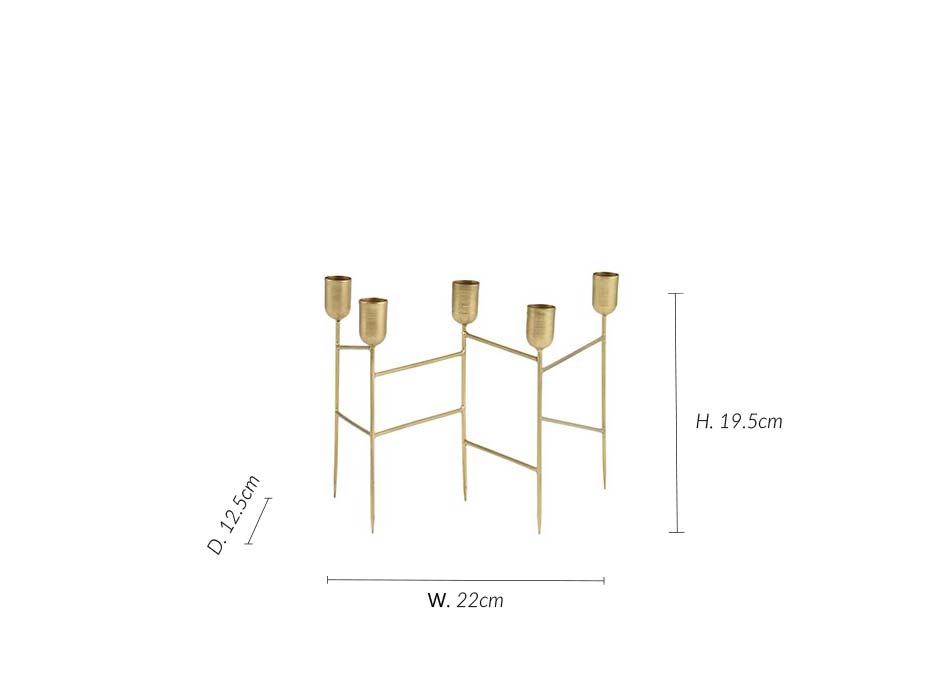 Candlestick Spids, 22×12.5×19.5cm, Gold, 963617