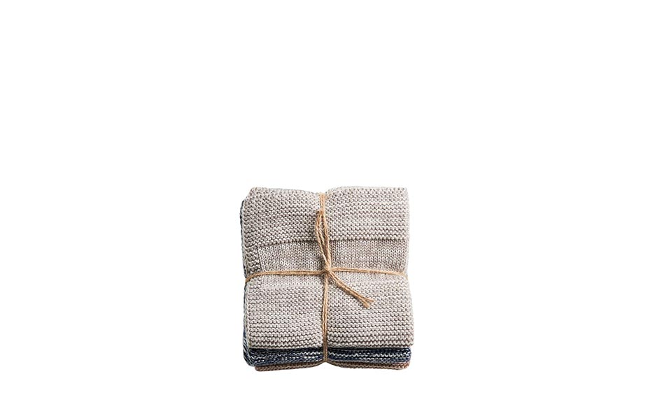 Dish cloth 3pack, 25x25cm, Ivory/Blue/Brown, 724324