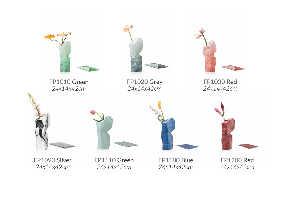 Paper Vase Cover Green Gradient, 24x14x42cm, FP1010