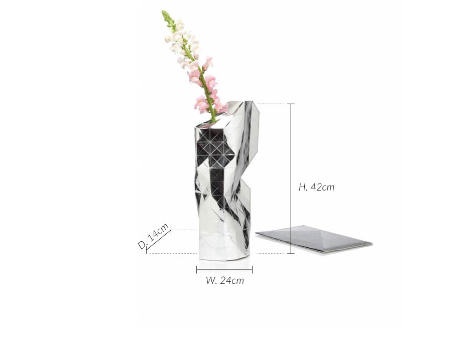 Paper Vase Cover Silver, 24x14x42cm, FP1090