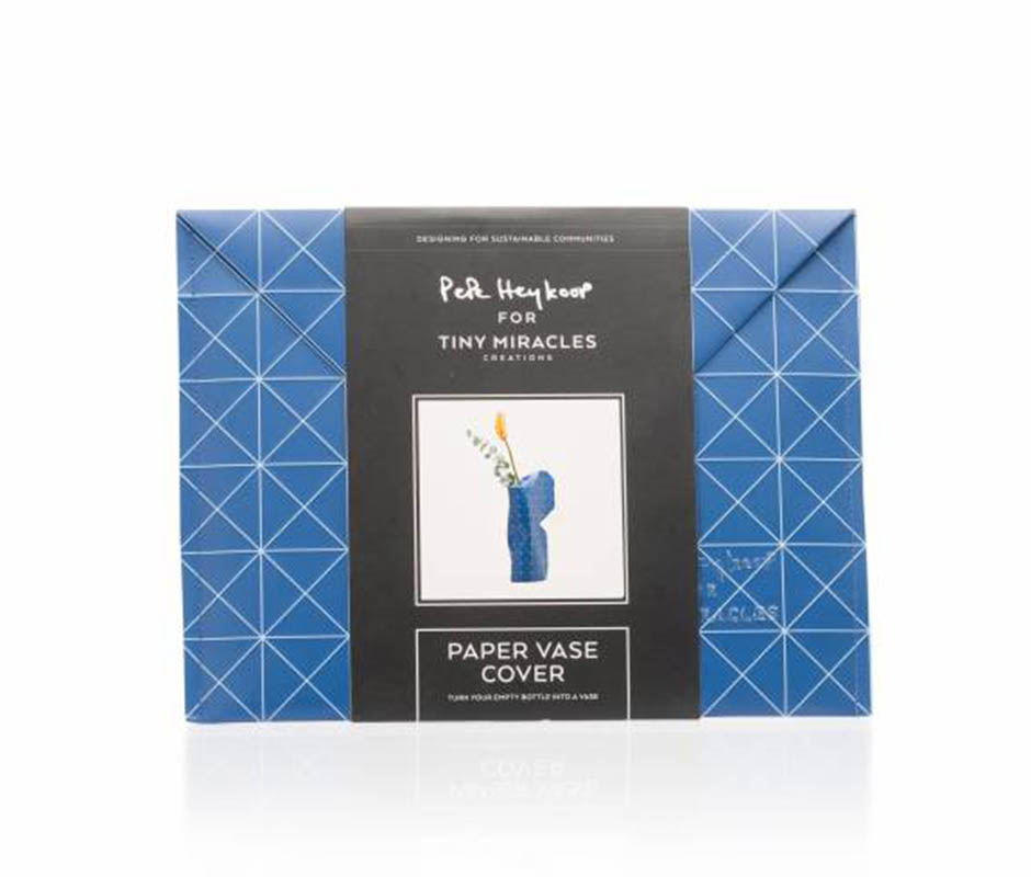 Paper Vase Cover Grid Blue, 24x14x42cm, FP1180