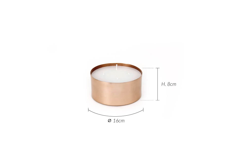 FOS CANDLE MEDIUM, Ø16x8cm, Copper, XLBA9203-44